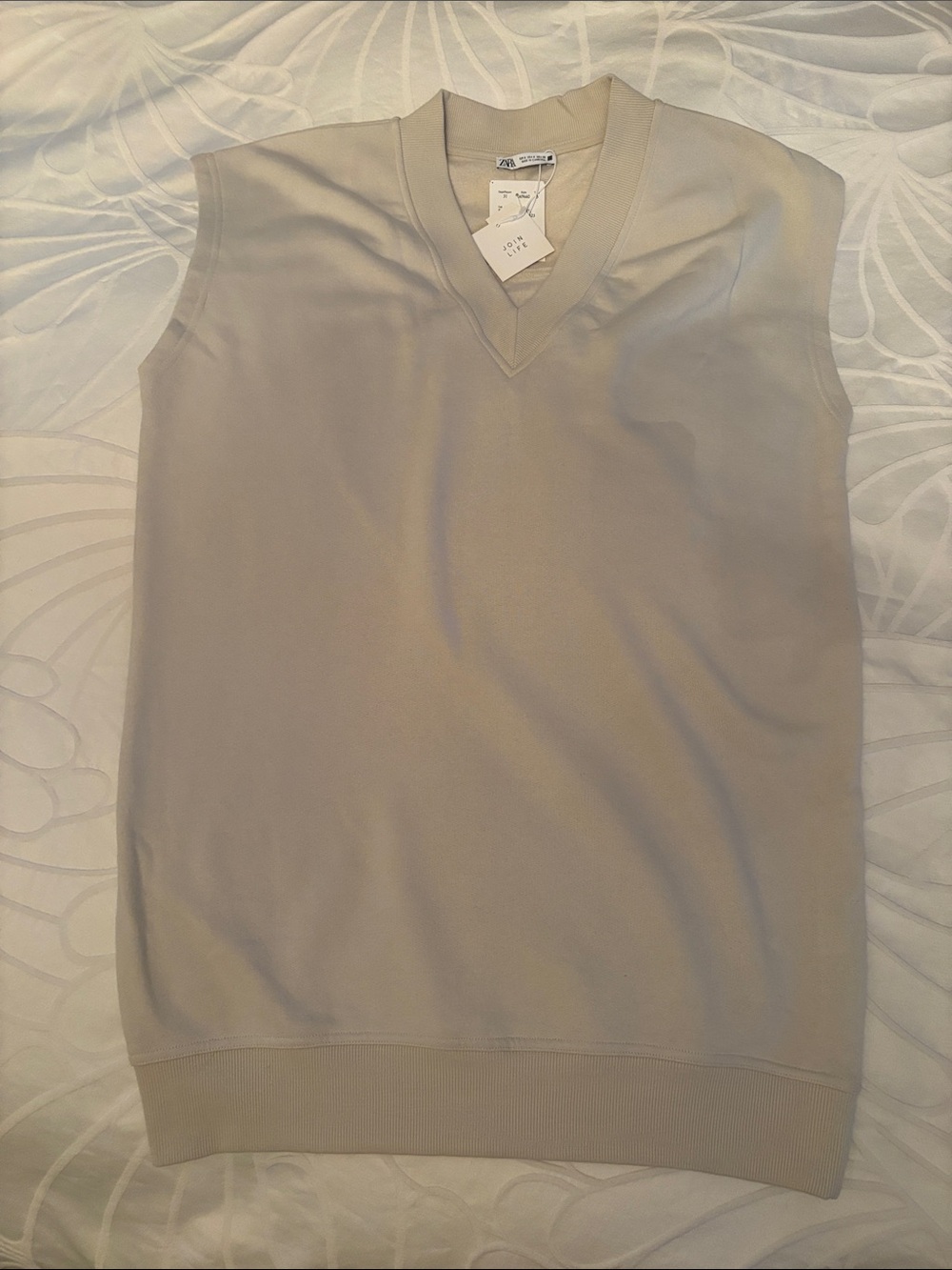 Zara Sleeveless V-Neck Dress in Light Beige
